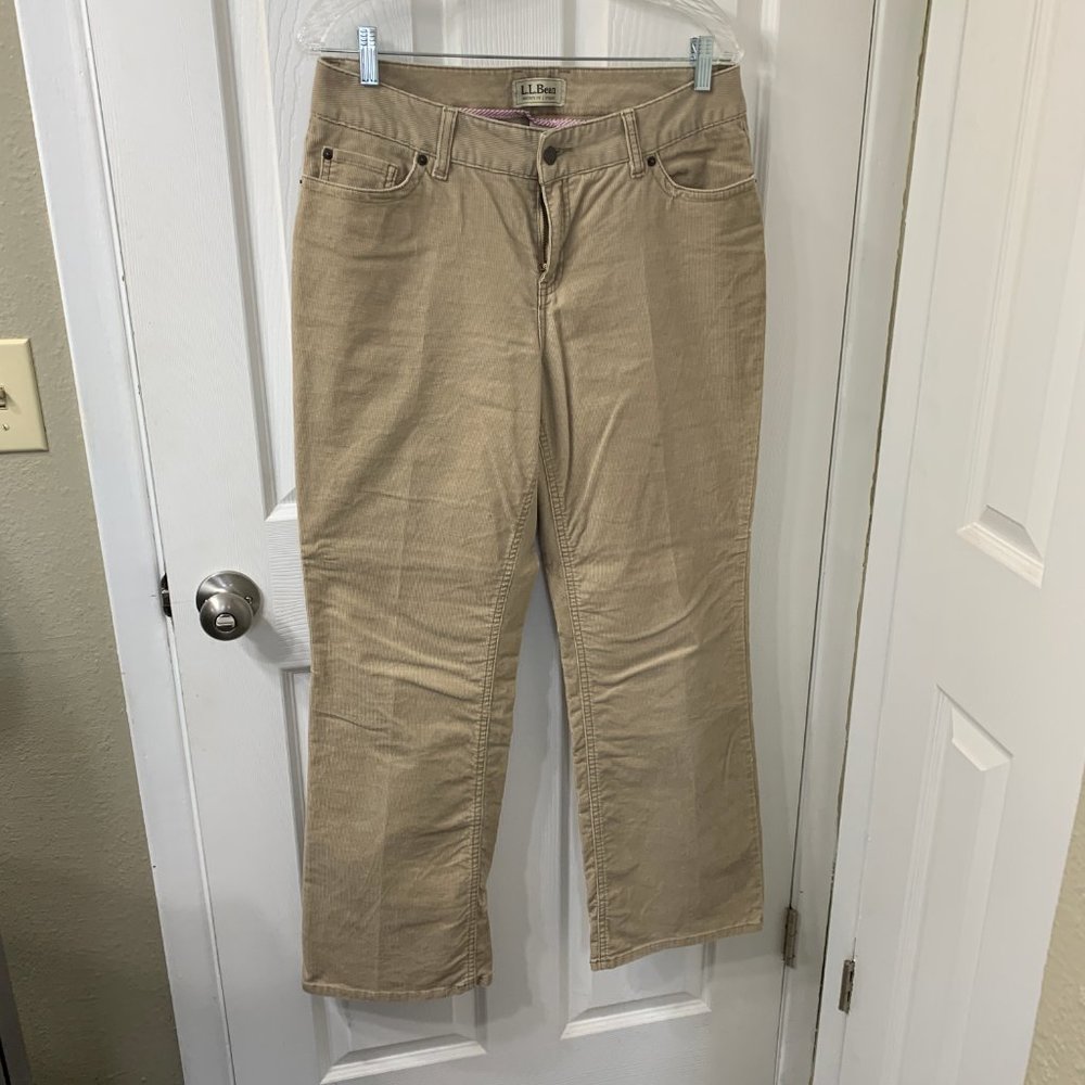 L.L. Bean Tan Straight Leg Corduroy Pants sz 10R